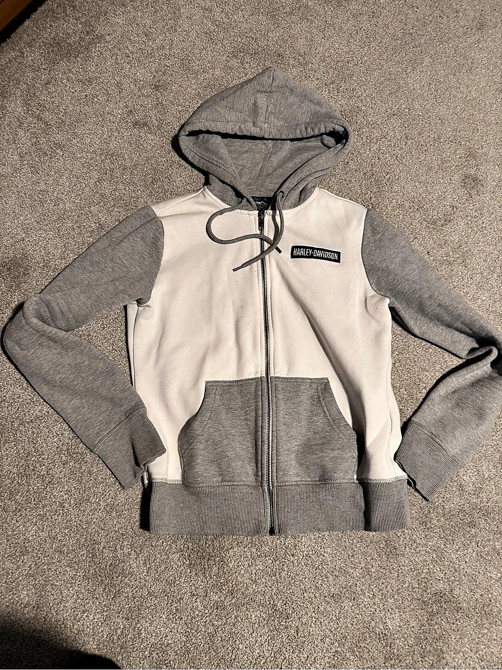 Harley-Davidson Gray & White Zip Hoodie Size Small